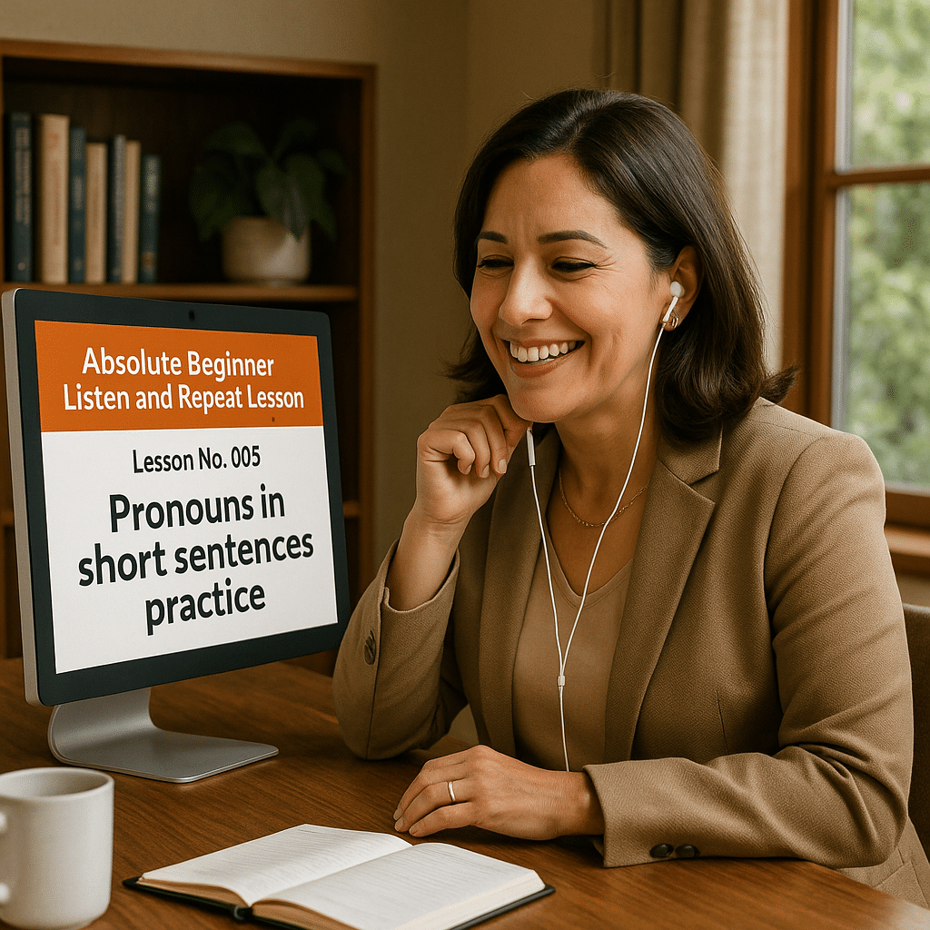 Absolute Beginner Listen & Repeat Lesson #005L Pronouns in short sentences practice