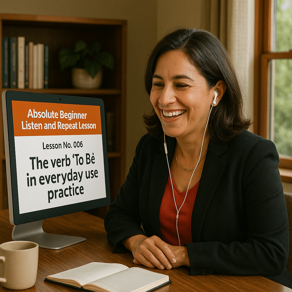 Absolute Beginner Listen & Repeat Lesson #006L The verb ‘To Be’ in everyday use practice