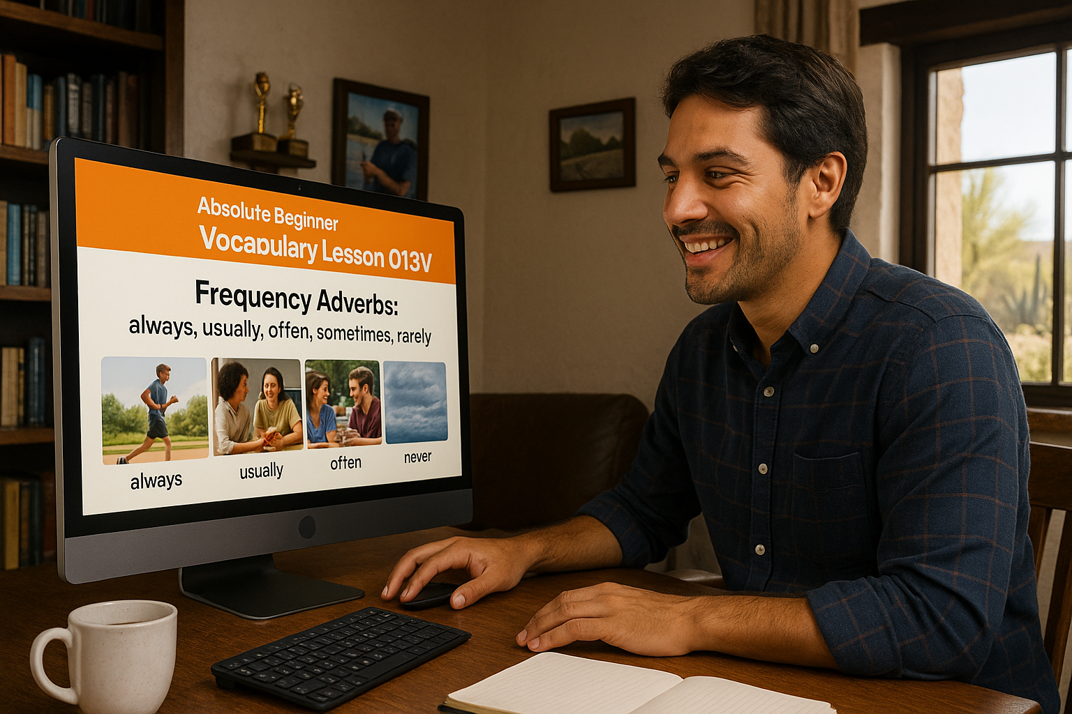Absolute Beginner Vocabulary Lesson #013V Learn the Frequency adverbs: always, usually, often, sometimes, rarely, and never.
