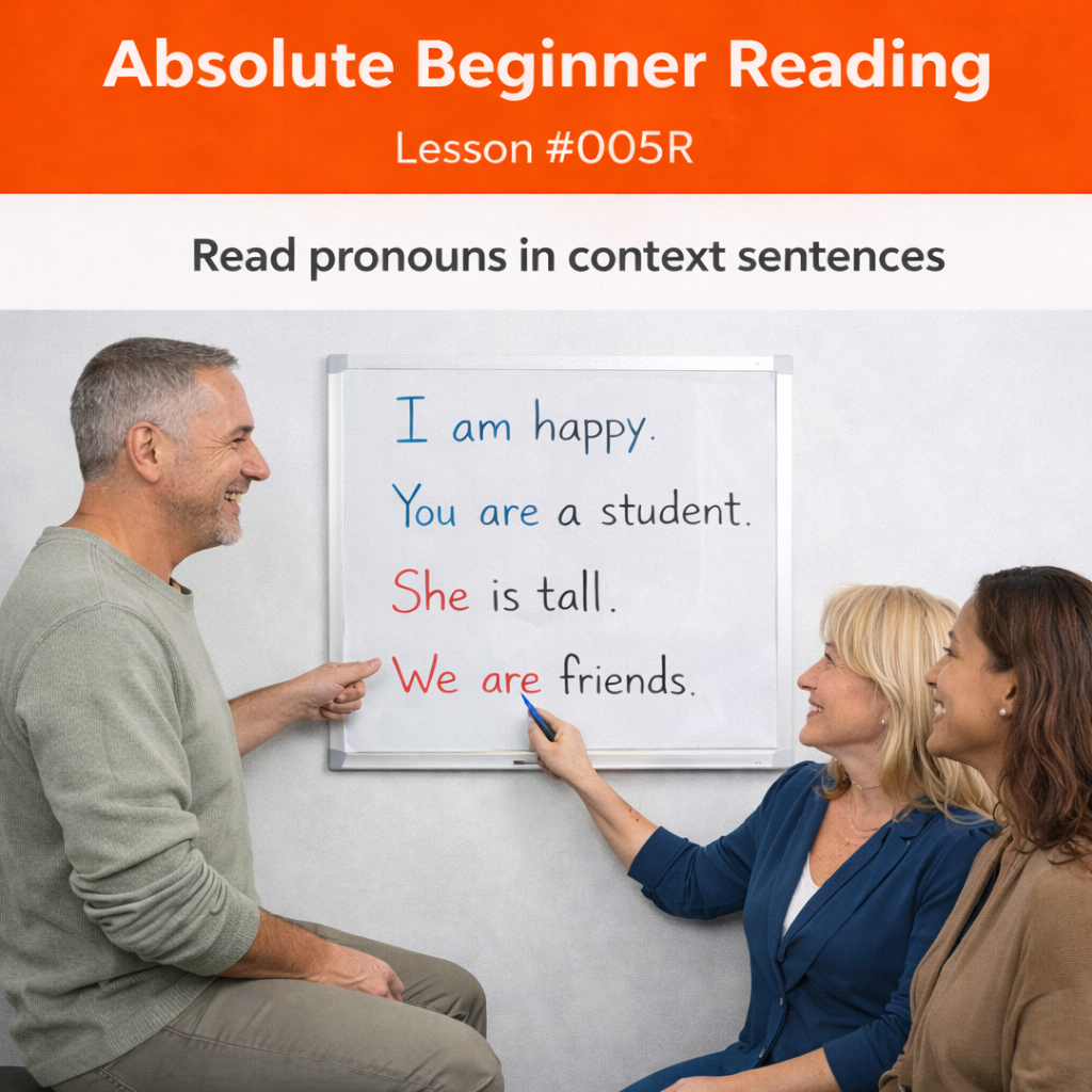 Absolute Beginner Reading Lesson #005R Recognize Pronouns in Short Written Sentences