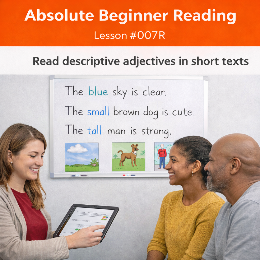 Absolute Beginner Reading Lesson #006R Recognize Forms of the Verb “To Be” in Simple Sentences