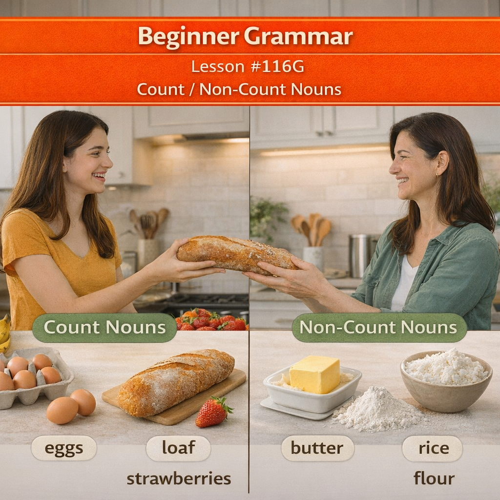 Beginner Grammar Lesson #117G Countable and Uncountable Nouns