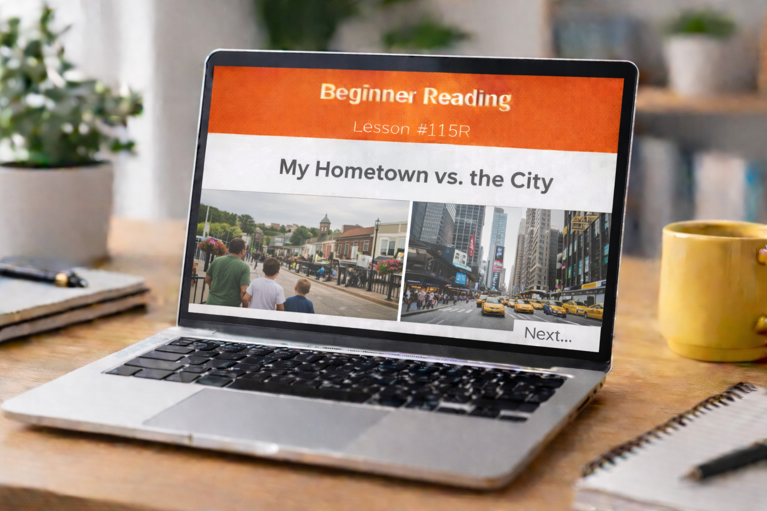 Beginner Reading Lesson #115R My Hometown vs. the City
