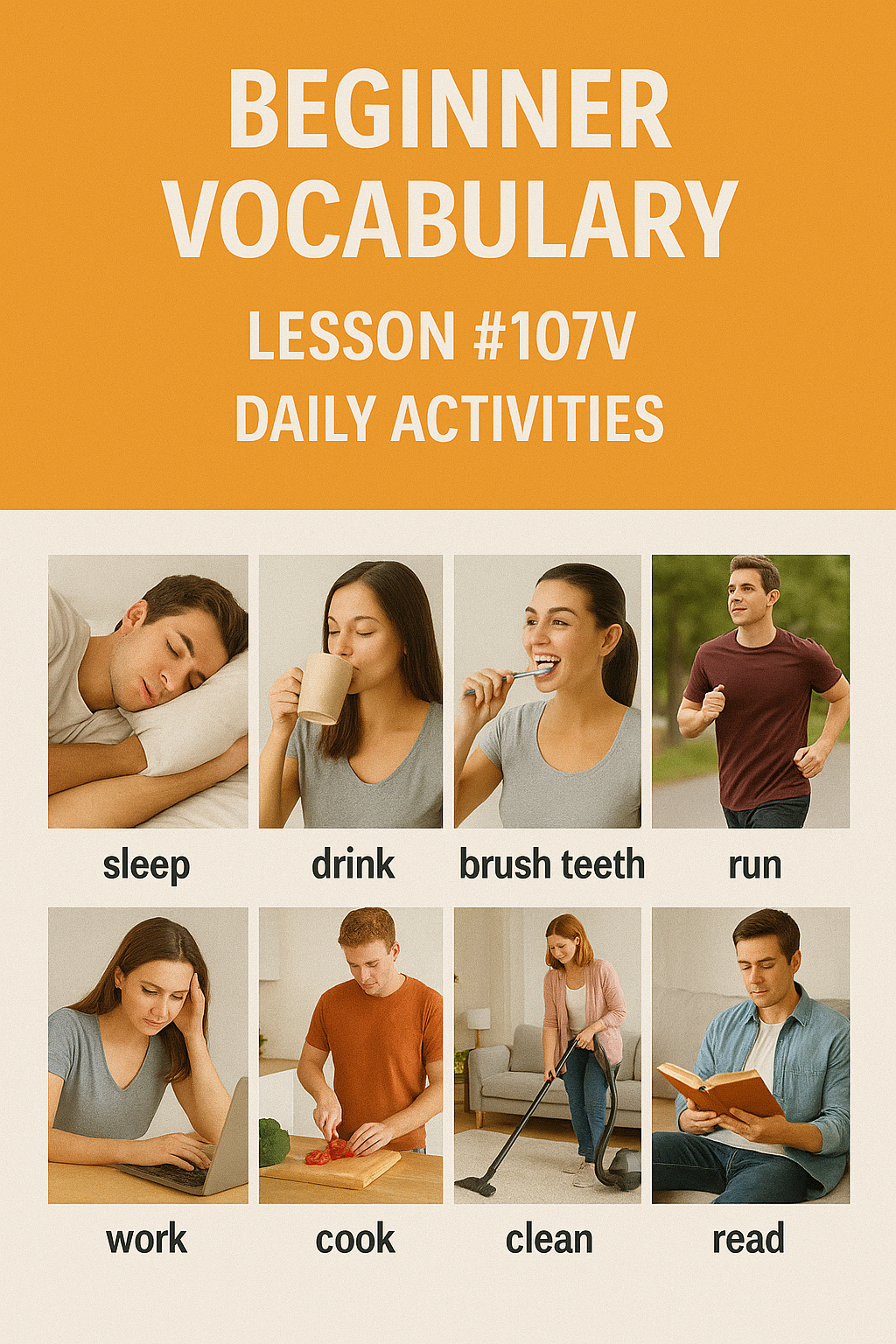 Beginner Vocabulary Lesson #107V – Daily Activities