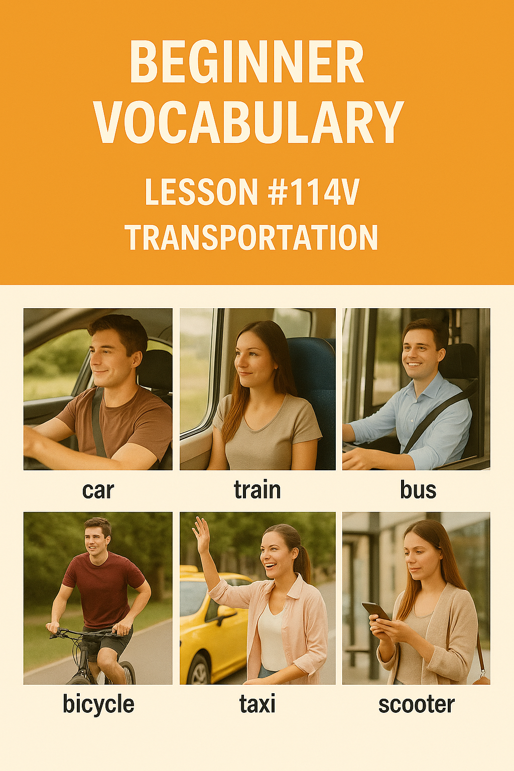 Beginner Vocabulary Lesson #114V – Transportation