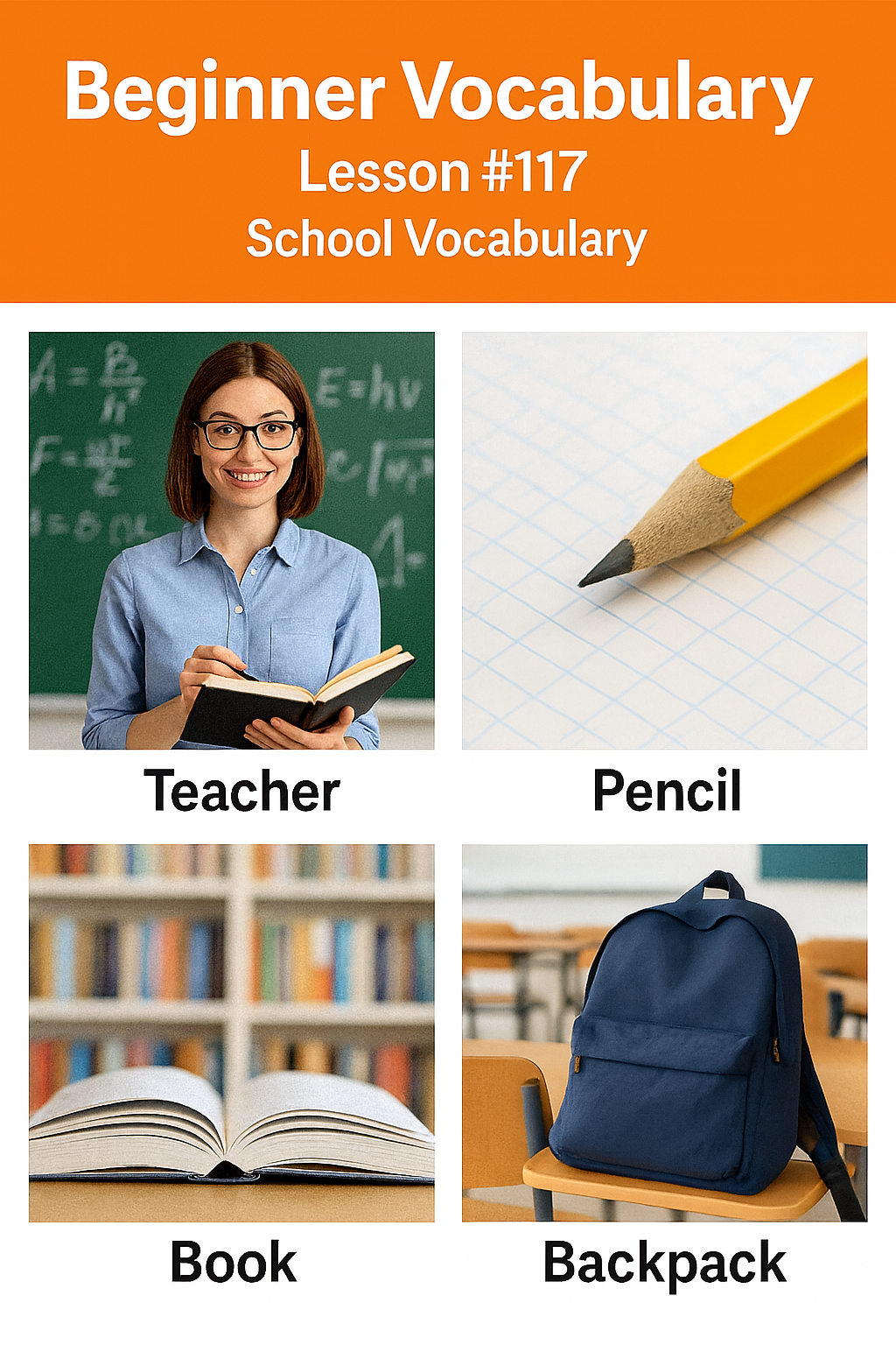 Beginner Vocabulary Lesson #117V – School Vocabulary