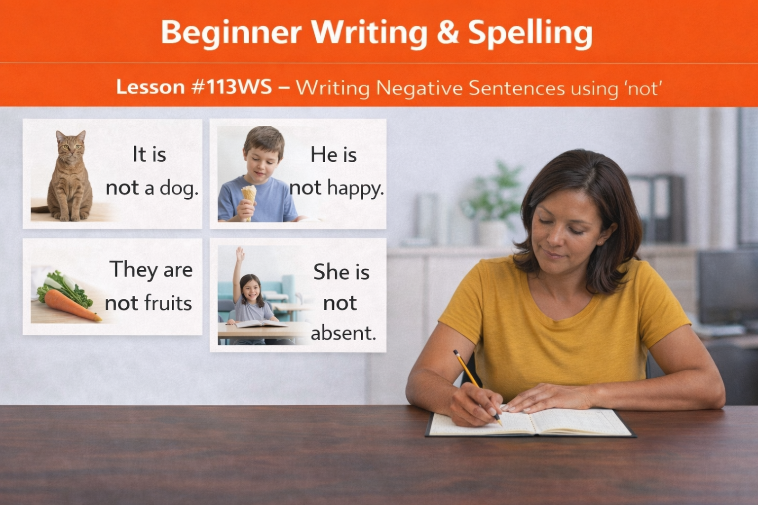 Beginner Writing and Spelling Lesson #114WS Complete sentences with correct object pronouns