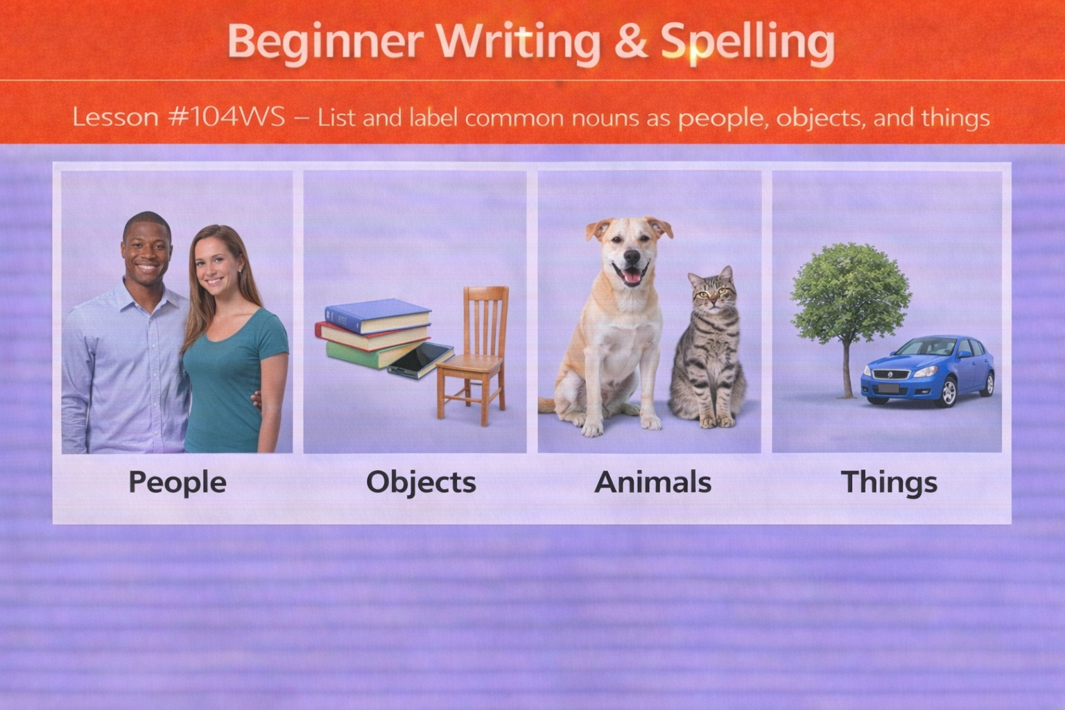 Beginner Writing and Spelling Lesson #106WS Write short sentences using present tense of verb to be